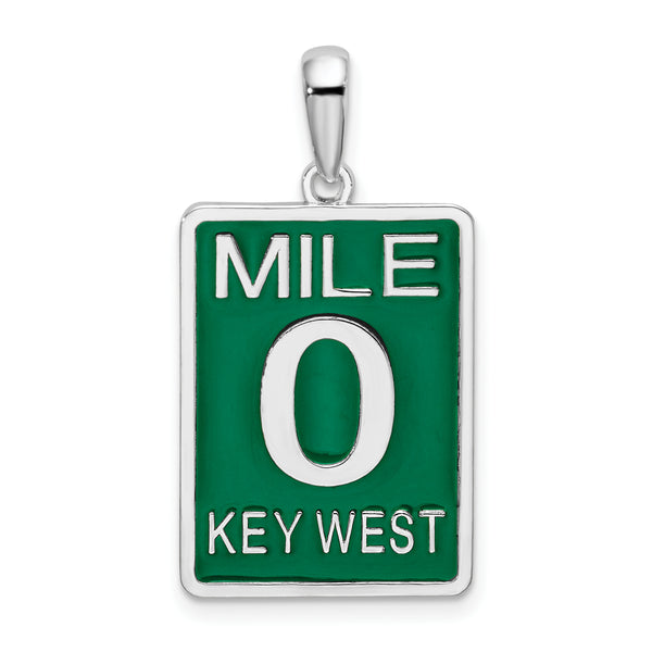 Quilate en quilates Plata esterlina Acabado pulido Esmaltado Colgante grande Key West Mile 0 Charm (29.94 mm)