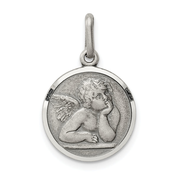 Carat in Karats Sterling Silver Antiqued Raphael Angel Charm Pendant (20mm x 15mm)