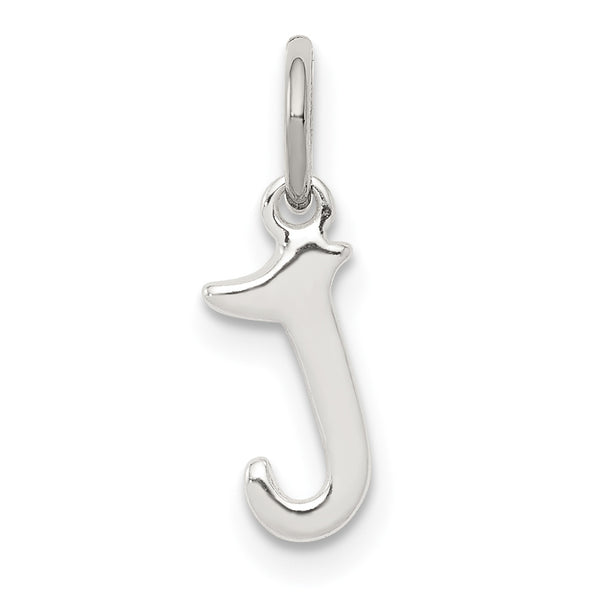 Quilates en quilates Plata de ley Letra J Inicial Charm Colgante (0.51 pulgadas x 0.27 pulgadas)