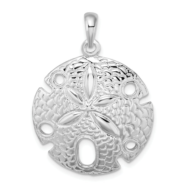 Carat in Karats Sterling Silver Polished Finish Large Sand Dollar Charm Pendant (33.29mm)