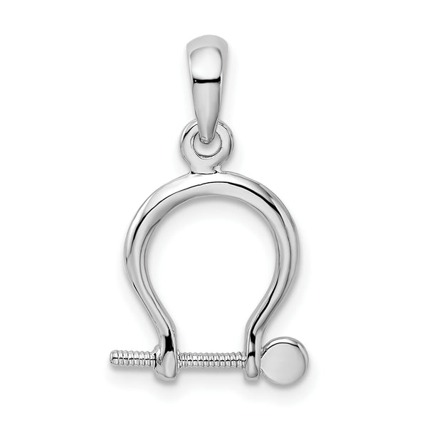 Carat in Karats Sterling Silver Polished Finish 3D Small Shackle Link Charm Pendant (21.83mm)