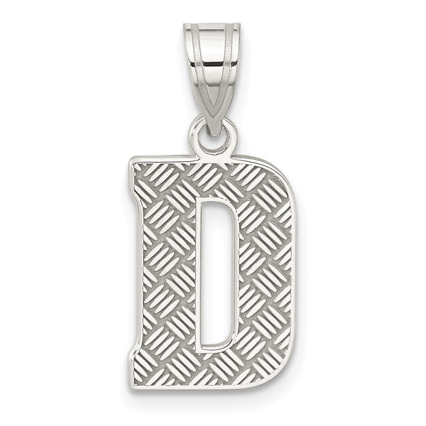 Quilates en quilates Plata de ley Letra D Inicial Charm Colgante (0.98 pulgadas x 0.35 pulgadas)