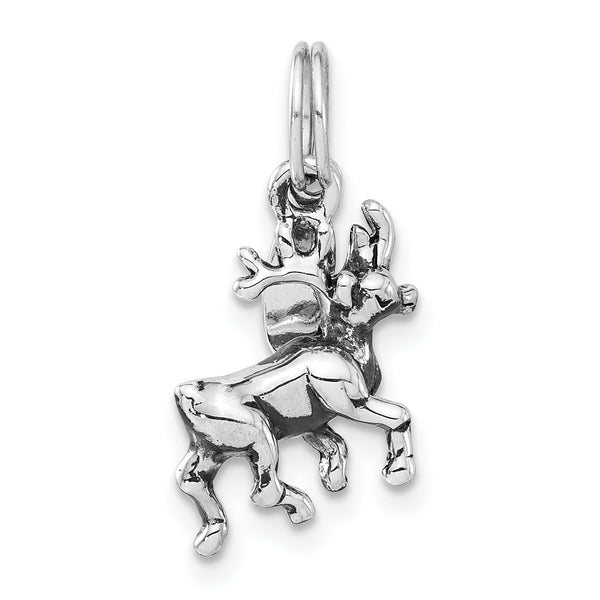 Quilate en quilates Plata de ley Pulido Acabado envejecido Alaska Moose Charm Colgante (0.88 pulgadas x 0.48 pulgadas)