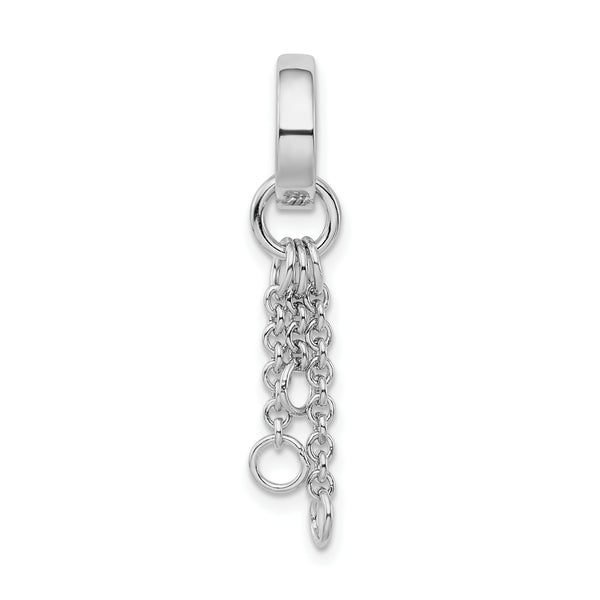 Carat in Karats Sterling Silver Antiqued Rhodium-Plated Circle With Cable Chain Dangles Charm Carrier Charm Pendant (43mm x 6mm)