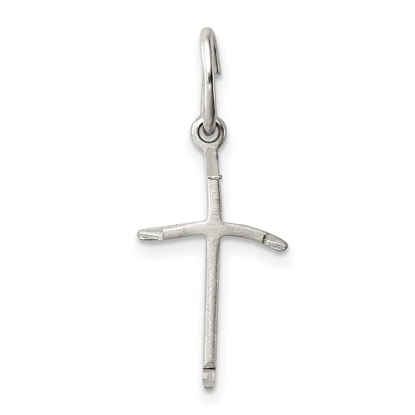 Carat in Karats Sterling Silver Polished Cross Charm Pendant (0.82 Inch x 0.47 Inch)