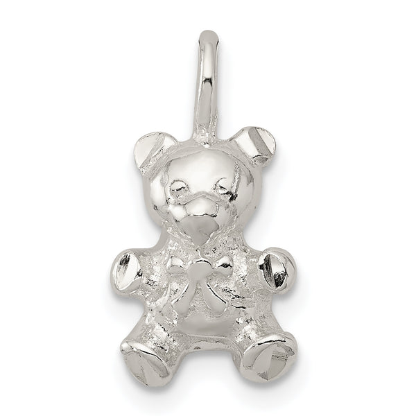 Carat in Karats Sterling Silver Polished Teddy Bear Charm Pendant (0.74 Inch x 0.39 Inch)