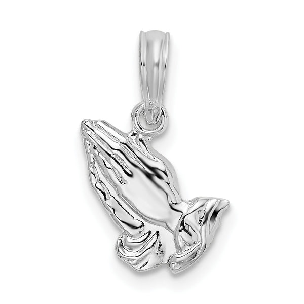 Carat in Karats Sterling Silver Polished Praying Hands Charm Pendant (0.65 Inch x 0.37 Inch)