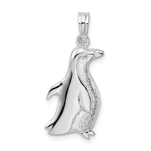 Carat in Karats Sterling Silver Polished Finish Penguin Charm Pendant (19.75 mm x 10.7 mm)