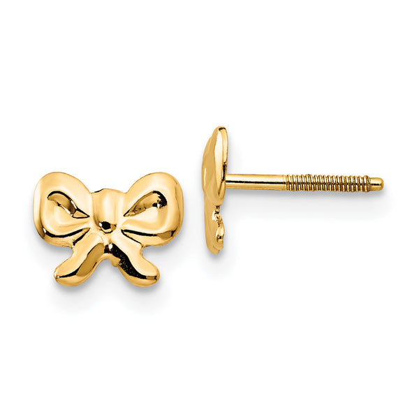 Carat in Karats 14K Yellow Gold Madi Bows Screwback Earrings (6mm x 7mm)