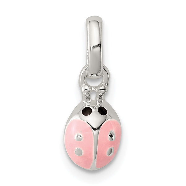 Sterling Silver Pink Enamel Dainty Ladybug Pendant