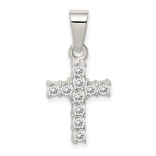 Sterling Silver CZ Cross Pendant (1 Inches x Inches 0.47)