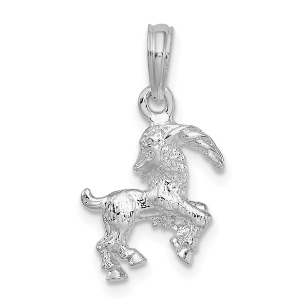 Carat in Karats Sterling Silver Polished Finish 3D Capricorn Zodiac Charm Pendant