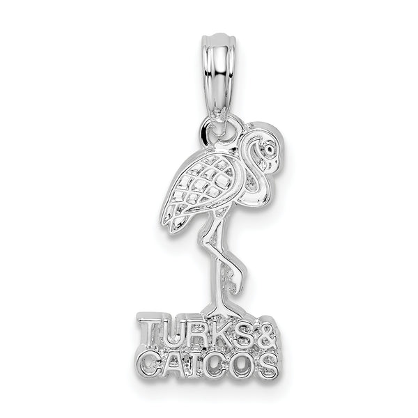 Quilate en quilates Plata esterlina Pulido Turks And Caicos Flamingo Charm Pendant (0.86 pulgadas)