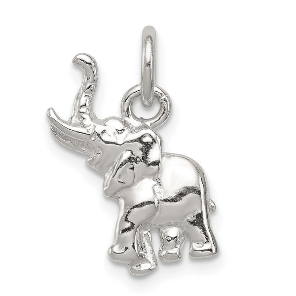 Carat in Karats Sterling Silver Polished Finish Elephant Charm Pendant (18mm x 10mm)