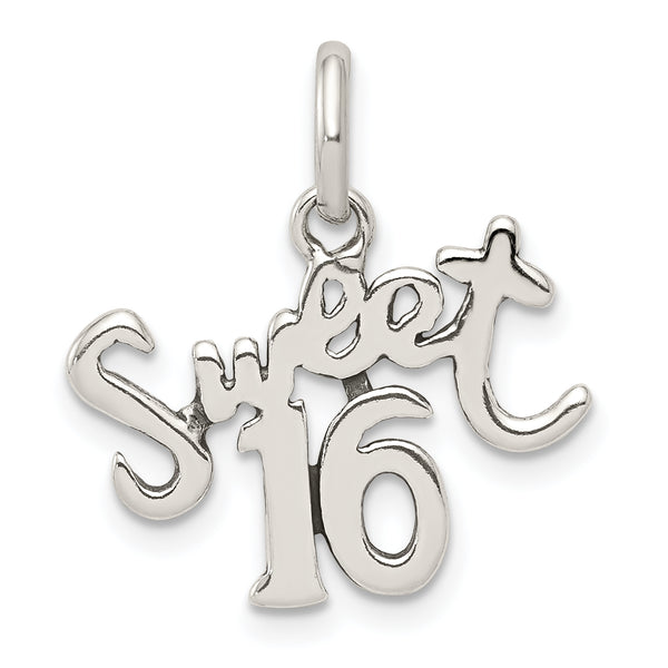 Quilate en quilates Plata esterlina Acabado pulido Colgante Sweet 16 Charm (19 mm x 18 mm)