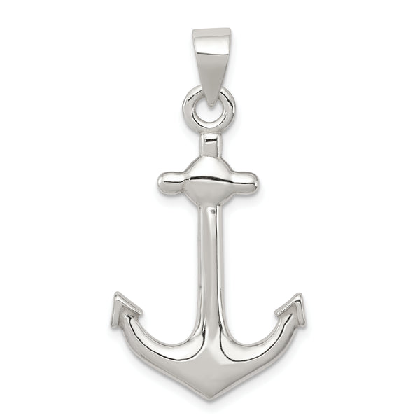 Carat in Karats Sterling Silver Polished Finish Anchor Charm Pendant (33mm x 20mm)