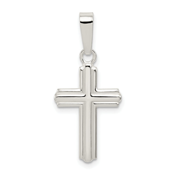 Carat in Karats Sterling Silver Polished Finish Cross Charm Pendant (23mm x 13mm)