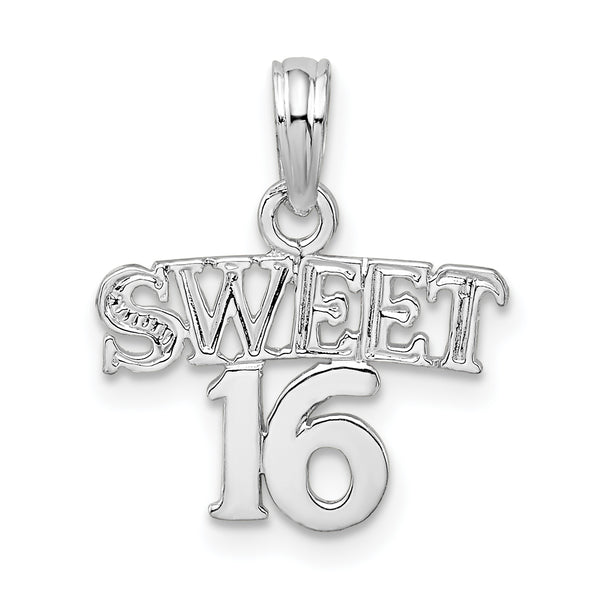 Quilate en quilates de plata de ley con acabado pulido Sweet 16 Charm Pendant (10,3 mm)