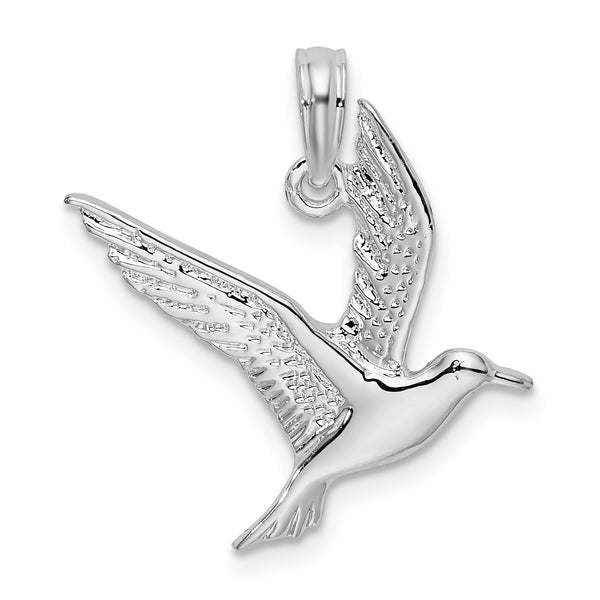 Carat in Karats Sterling Silver Polished Finish Flying Seagull Charm Pendant (18 mm x 15 mm)