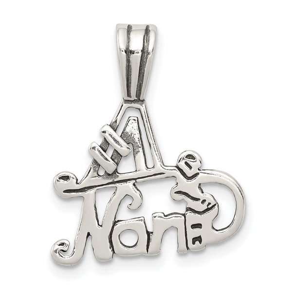 Carat in Karats Sterling Silver Polished #1 Nana Charm Pendant (0.78 Inch x 0.7 Inch)