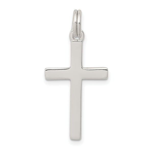 Carat in Karats Sterling Silver Polished Cross Charm Pendant (0.9 Inch x 0.55 Inch)