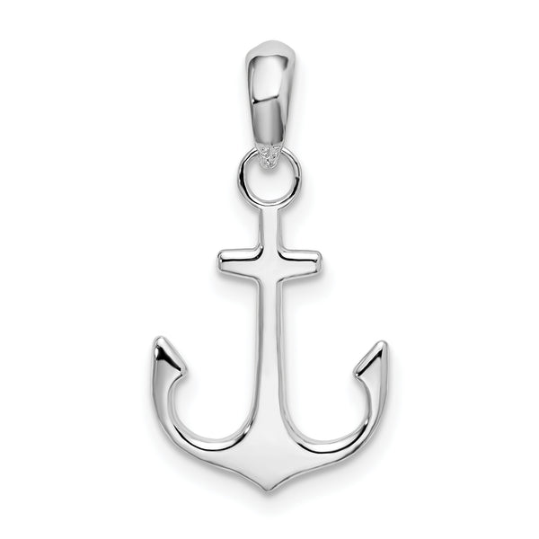 Carat in Karats Sterling Silver Polished Anchor Charm Pendant (0.92 Inch)