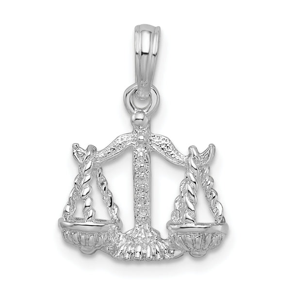 Quilate en quilates Plata esterlina Acabado pulido 3D Libra Zodiac Charm Colgante