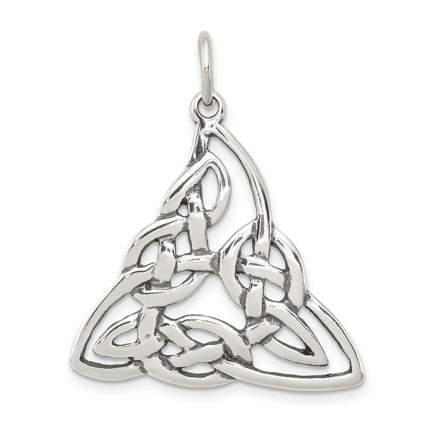 Carat in Karats Sterling Silver Antiqued Celtic Charm Pendant (34mm x 28mm)