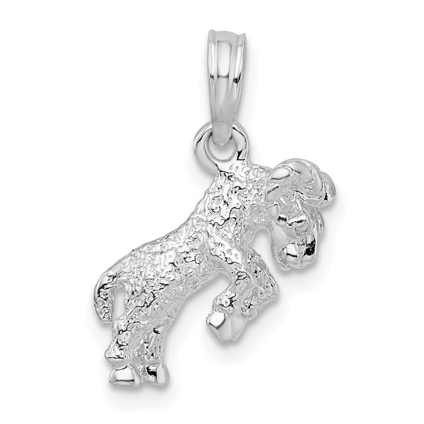 Quilate en quilates Plata esterlina Acabado pulido Colgante 3D Aries Zodiac Charm