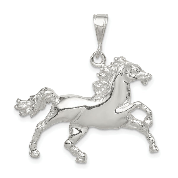 Quilate en quilates Plata de ley con acabado pulido Colgante con dije de caballo (25 mm x 34 mm)