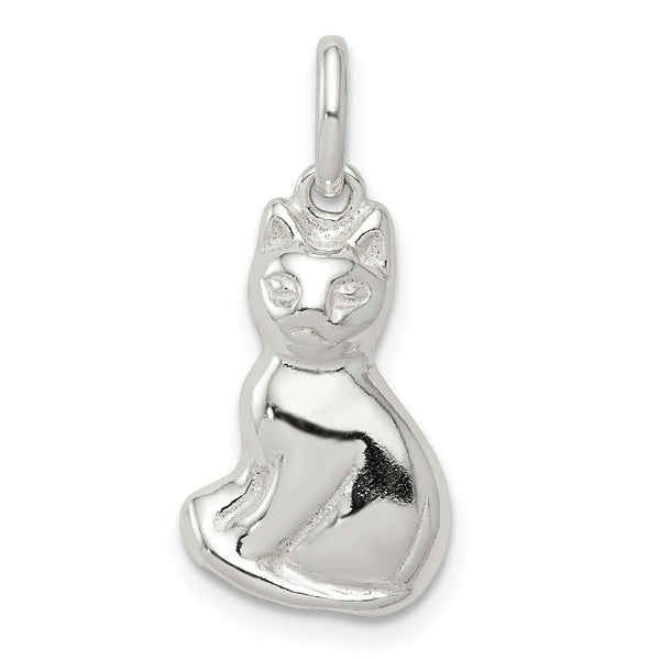 Carat in Karats Sterling Silver Cat Charm Pendant (0.7 Inch x 0.43 Inch)