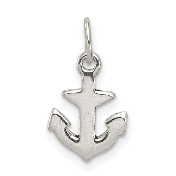 Carat in Karats Sterling Silver Polished Finish Anchor Charm Pendant (16 mm x 9 mm)