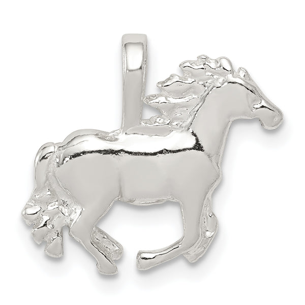 Carat in Karats Sterling Silver Polished Finish Horse Charm Pendant (15mm x 18mm)