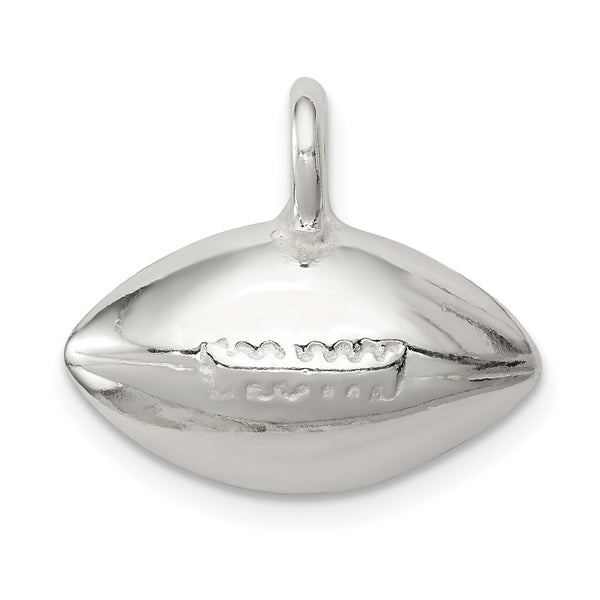 Carat in Karats Sterling Silver Polished 3D Football Charm Pendant (0.66 Inch x 0.78 Inch)