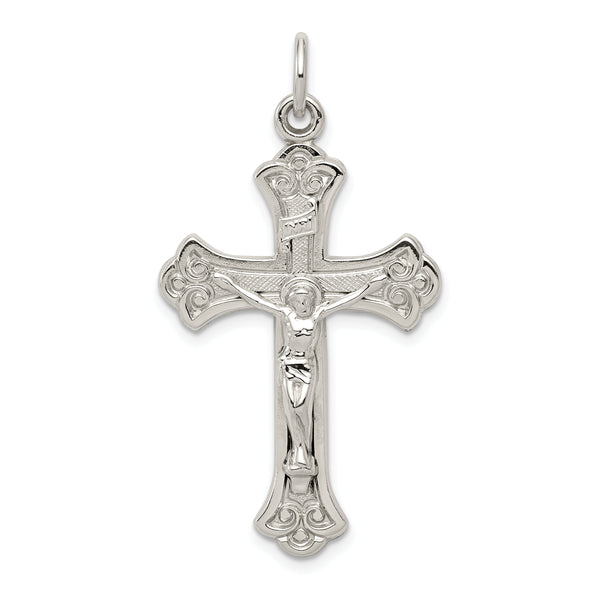 Quilates en quilates Plata de ley Pulido Inri Crucifix Charm Colgante (2.16 pulgadas x 1.25 pulgadas)