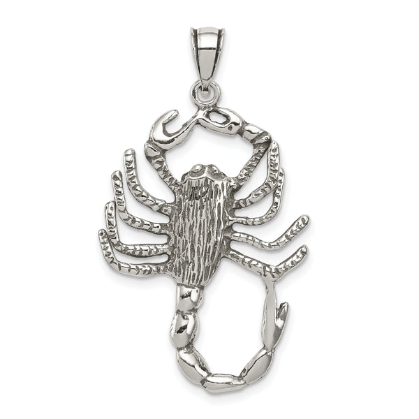 Carat in Karats Sterling Silver Antiqued Scorpion Charm Pendant (32mm x 22mm)