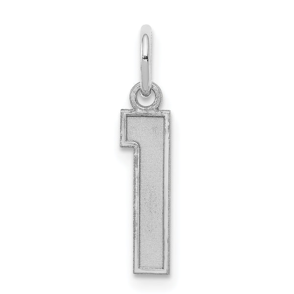 Carat in Karats Sterling Silver Polished Finish Laser Design Rhodium-Plated Satin Number 1 Charm Pendant (19mm x 7mm)