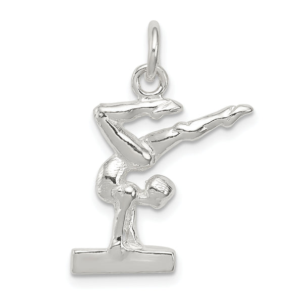 Carat in Karats Sterling Silver Polished Finish Gymnast Charm Pendant (22mm x 18mm)