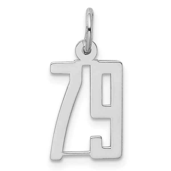 Carat in Karats Sterling Silver Polished Finish Rhodium-Plated Elongated Number 79 Charm Pendant (20mm x 8)