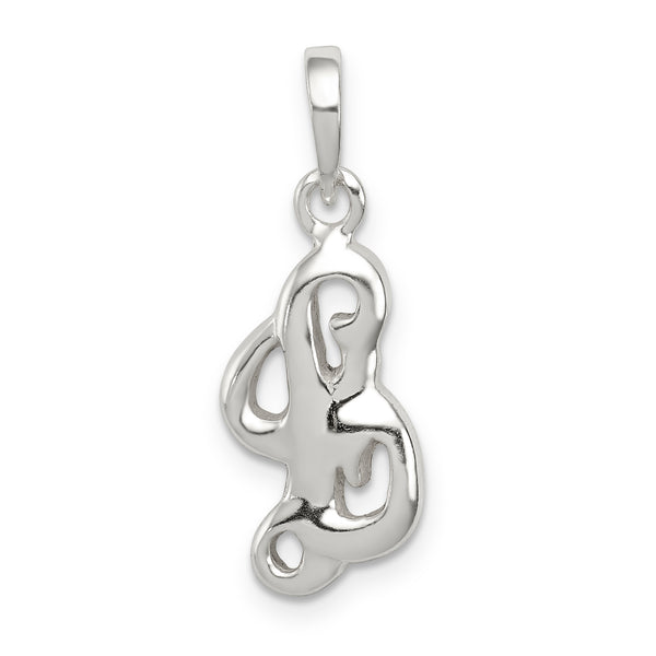 Carat in Karats Sterling Silver Letter L Initial Charm Pendant (15-17mm x 9-13mm)