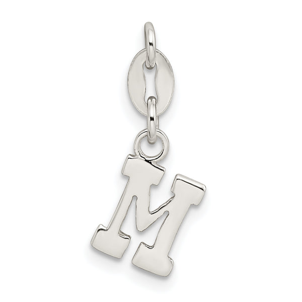 Carat in Karats Sterling Silver Letter M Initial Charm Pendant (0.62 Inch x 0.27 Inch)