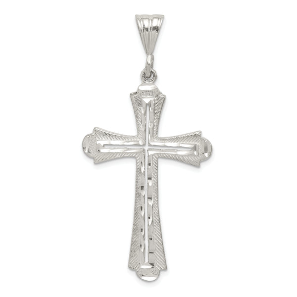 Colgante de cruz de plata esterlina con corte elegante (2.24 pulgadas x pulgadas 1.06)