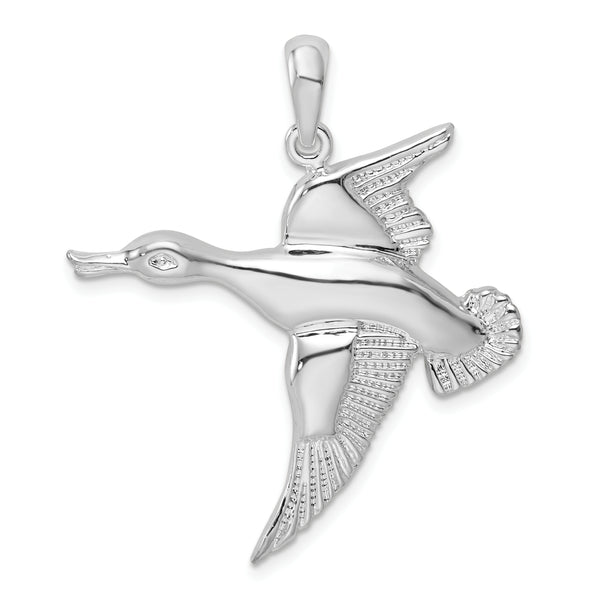 Quilate en quilates Plata esterlina Acabado pulido Flying Duck Charm Colgante (31 mm x 32,95 mm)