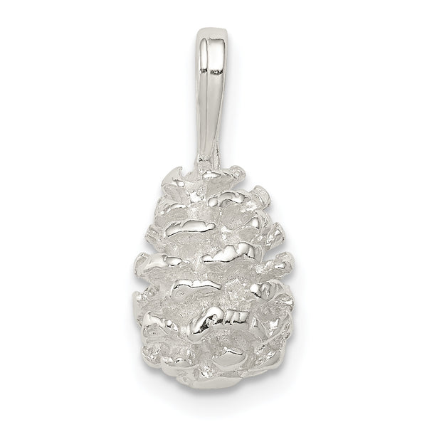 Carat in Karats Sterling Silver Pinecone Charm Pendant (17mm x 8mm)