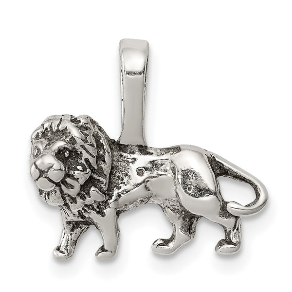 Carat in Karats Sterling Silver Antiqued Lion Charm Pendant (0.47 Inch x 0.66 Inch)