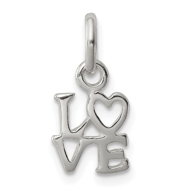 Quilate en quilates Plata de ley Pulido Love Charm Colgante (0.7 pulgadas x 0.39 pulgadas)