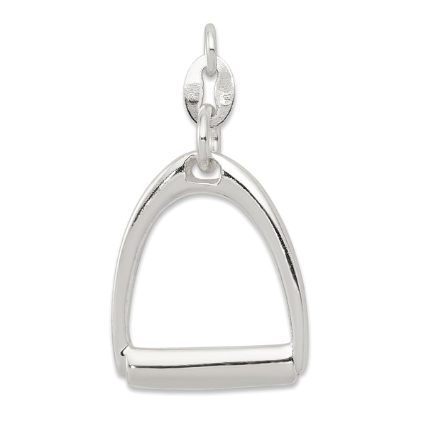 Carat in Karats Sterling Silver Polished Finish Large Horse Stirrup Charm Pendant (30mm x 15mm)