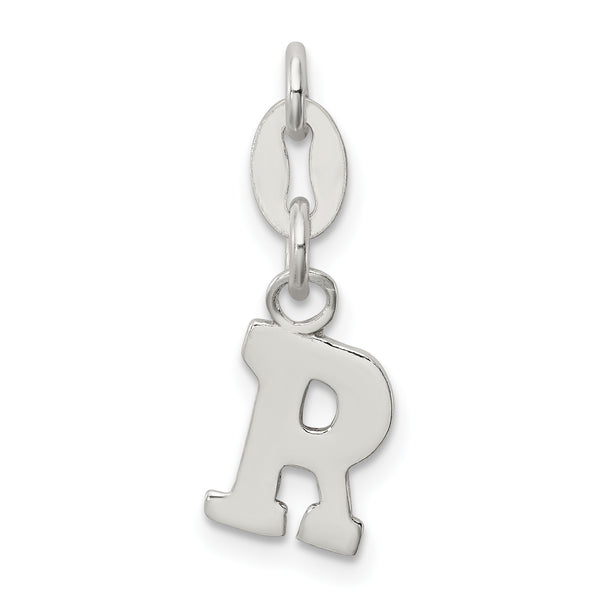 Carat in Karats Sterling Silver Letter R Initial Charm Pendant (16mm x 7mm)