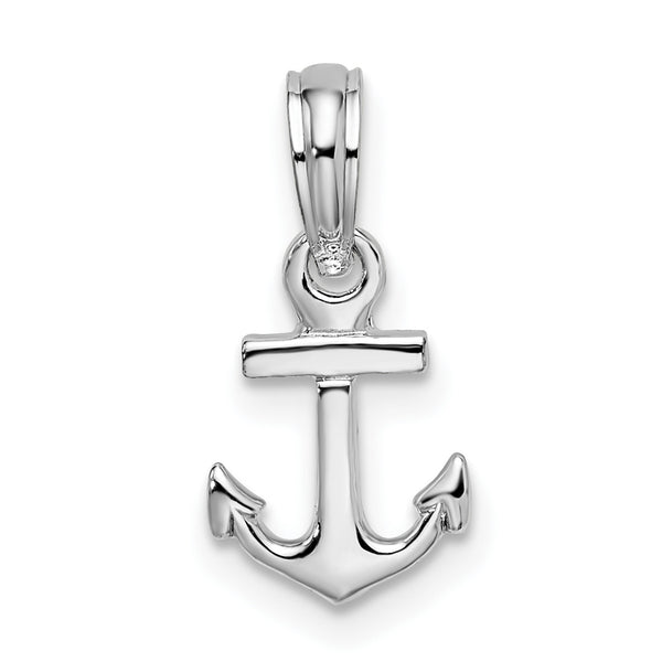 Carat in Karats Sterling Silver Polished Finish 3D Mini Anchor Charm Pendant (16.02mm)