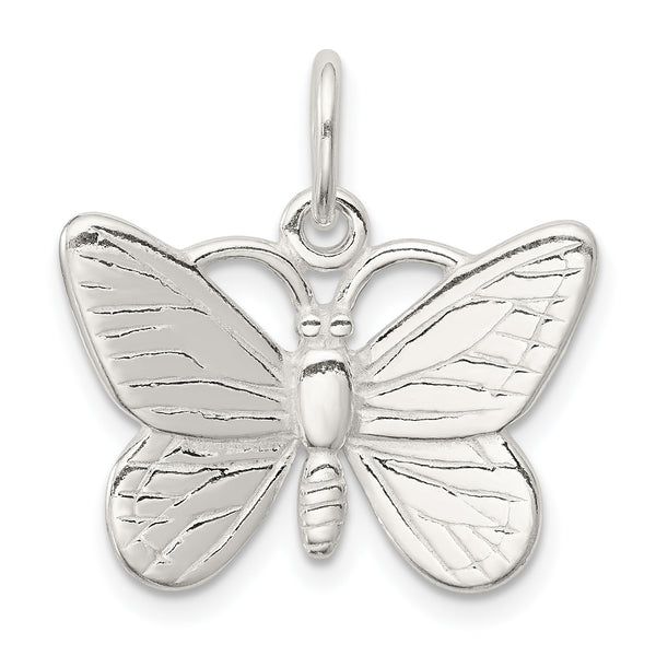 Quilate en quilates Colgante de dije de mariposa de plata esterlina (20 mm x 25 mm)